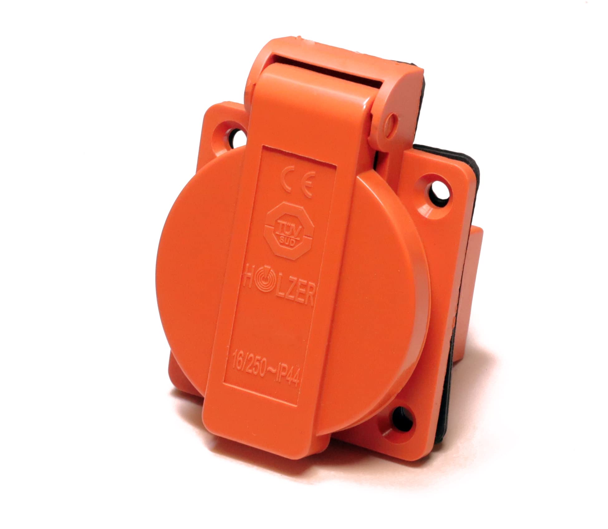 HOLZER 8 pieces/recessed socket, Schuko mounting socket, 16 A, wet room, PA6, + flange seal (orange)