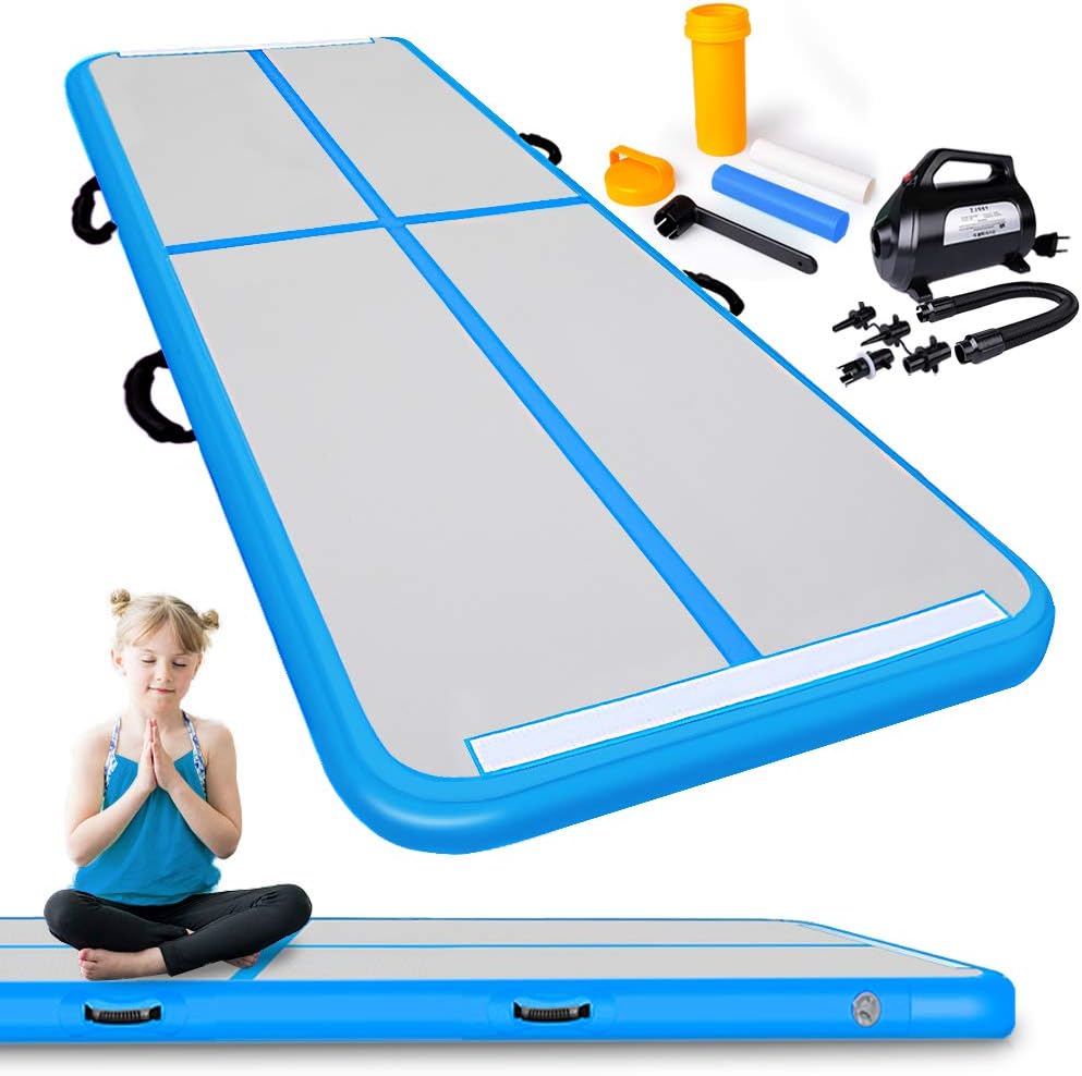 Cotogo Air Track Tumbling Mat 6.56ft/9.84ft/13.1ft/16.4ft/19.7ft/23ft/26.2ft/29.5ft/32.8ft/36ft/39.4ft Gymnastics Inflatable Airtrack Gym Mats with Electric Air Pump Home Indoor Workout Training