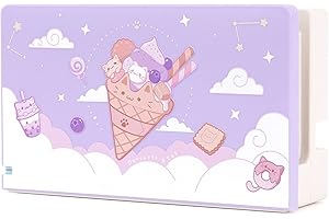 GeekShare Anti Scratch Switch Dock Cover- Hard Faceplate Sleeve Pad for Switch Dock- DIY Replacement Shell Compatible with Nintendo Switch Dock(Ice Cream Cat)