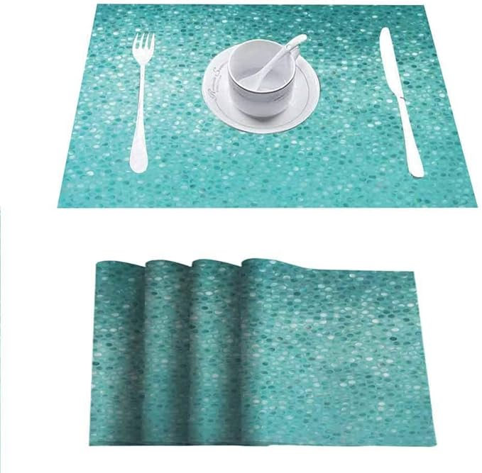 ViLJe Non Slip Wipeable Placemats Place Mats, Blue Mosaic