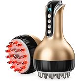 Lymphatic Drainage Massager &amp; Anti-Cellulite Massage Tool | Rechargeable Body Massager with Gentle Warming &amp; Vibration for Waist, Arms, Thighs, Calves &amp; Back, Home Body Care (Gold)