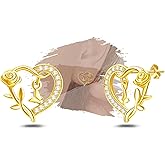 Sterling Silver Heart Stud Earrings - Sparkling Cubic Zirconia Hypoallergenic Lightweight CZ Rose Butterfly Love Heart Jewelry Romantic Gifts for Women Wife Mom Sister