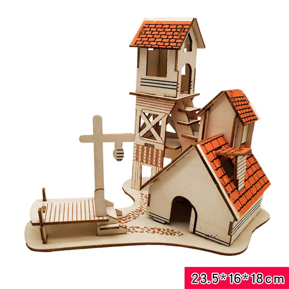 Baby 3D Wooden Puzzle DIY Building Model Dollhouse Style House Jigsaw