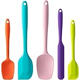 Silicone Spatula Set, 5 Piece Food Grade Rubber Spatulas for Baking, Cooking, and Mixing High Heat Resistant Non Stick Dishwa