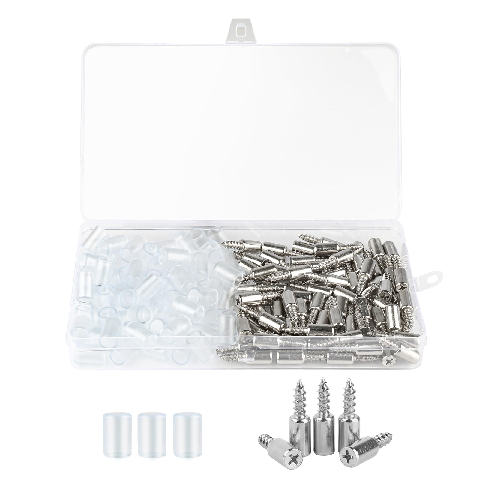 70 Pcs Self-Tapping Screws Cabinet Laminate, Ø7.5mm shelf support pegs, Integrated Self-Tapping Screws with Anti-Slip Cover, Support Shelf Pins, One-Piece Shelf Pins for Cupboards Cabinet Wardrobe