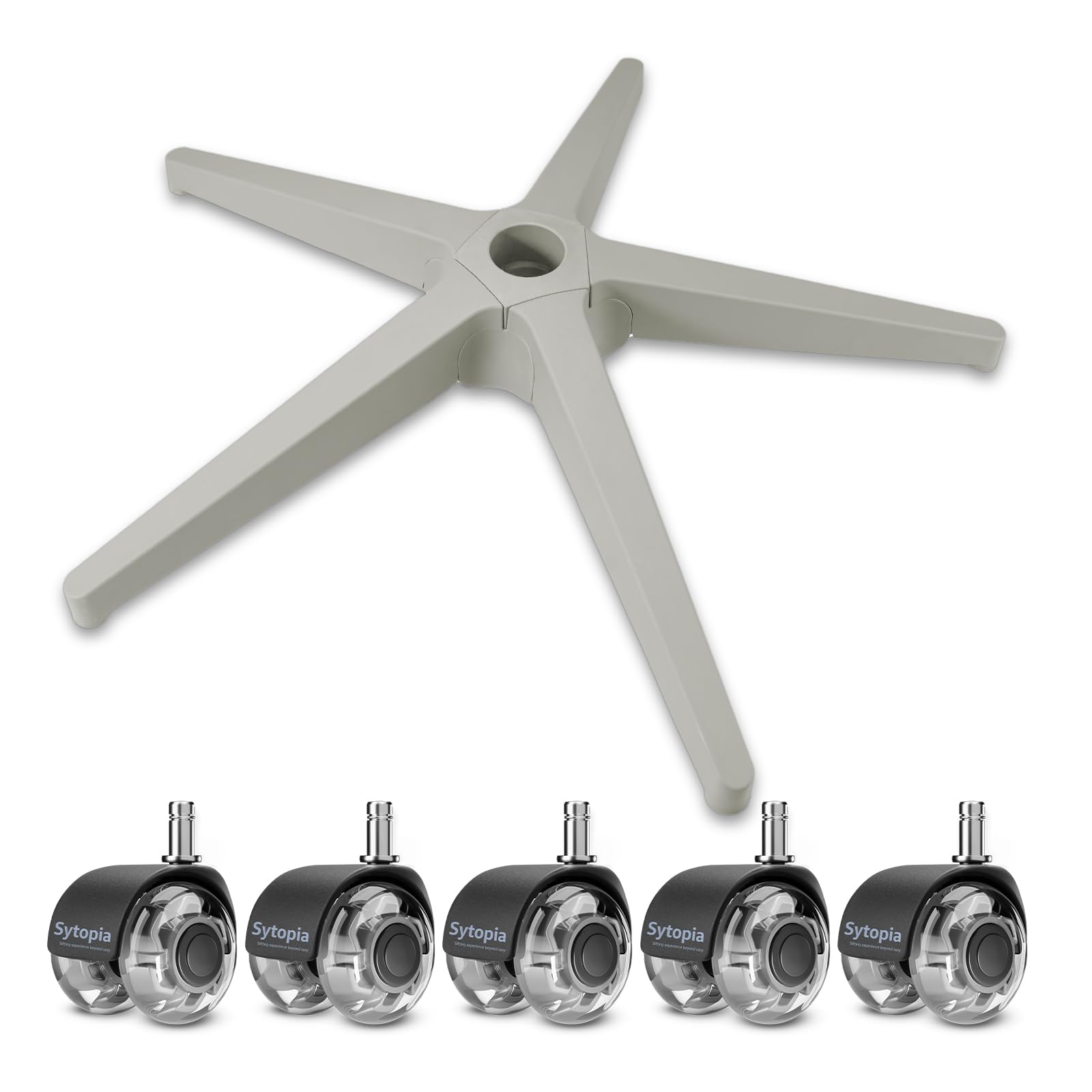Photo 1 of Sytopia 28" Office Chair Base Replacement with Wheels, Set of 5, 2600 lbs Heavy Duty Desk Chair Base, Smooth & Quiet Casters, Grey