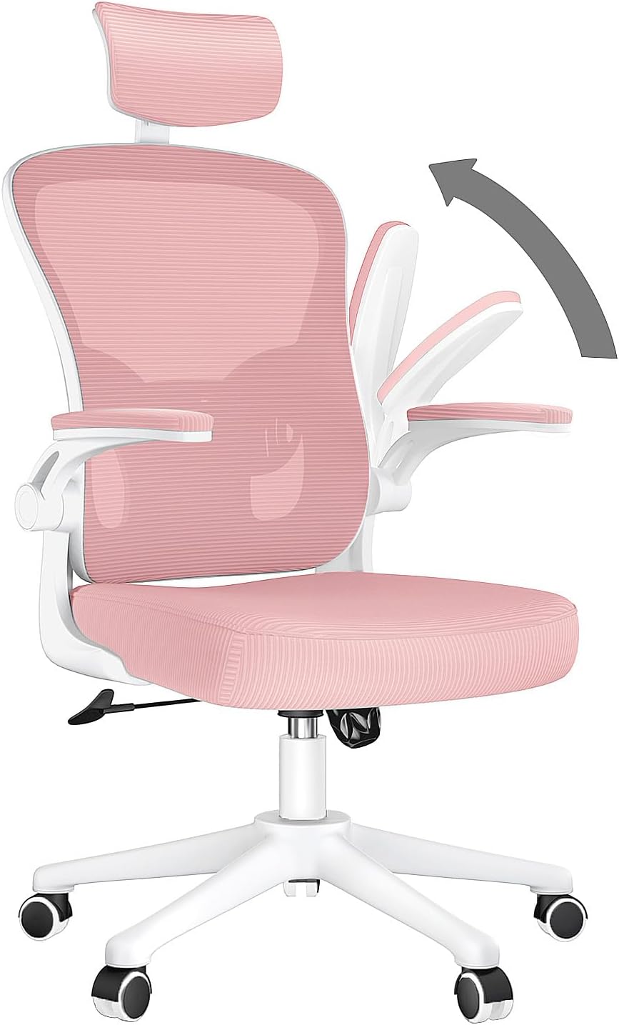 nasPaluro Office Desk Chair High Back Ergonomic Swivel Pink with Adjustable