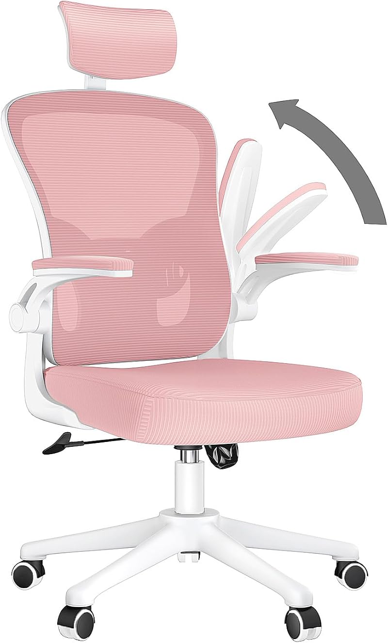 nasPaluro Office Desk Chair High Back Ergonomic Swivel Pink with Adjustable
