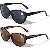 V.W.E. 2 Pairs Women Outdoor Reading Sunglasses Oversized Full Lens Readers Leopard