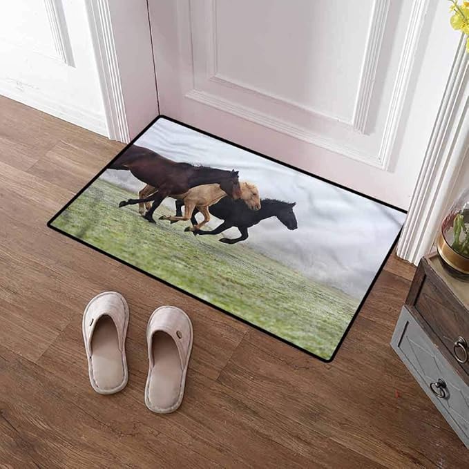 Custom&blanket Door Mat Inside Horses Outdoors Door Mat