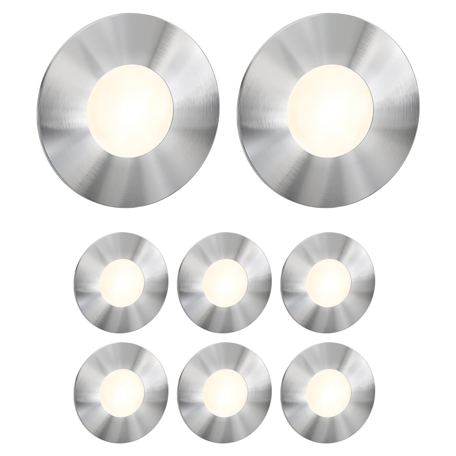 ledscom.de 8 LED Staircase Light/recessed wall Light FEX for Indoor and Outdoor, Round, Stainless Steel, 85mm Ø, Warm White