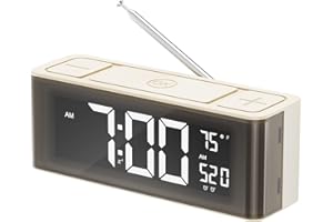 I·CODE Alarm Clock Radio, AM/FM Radio with Auto-on Timer, Dual Alarm, Snooze,Temperature, Loud Alarm,Large Display with Big Button,Easy to Set