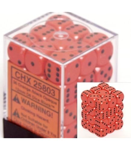 Amazon.com: Chessex Dice d6 Sets: Opaque Orange with Black - 12mm