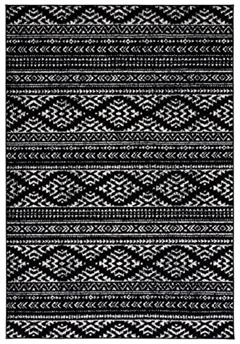 SAFAVIEH Tulum Collection Accent Rug - 2' x 3', Black & Ivory, Moroccan Boho Tr…