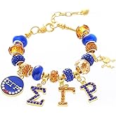 HUSURU Sorority Sigmaa Gamma Rho Bracelets SGR Greek Letters Charms Beaded Soror Pretty Poodle Nine Sisterhood Members Gifts For Women
