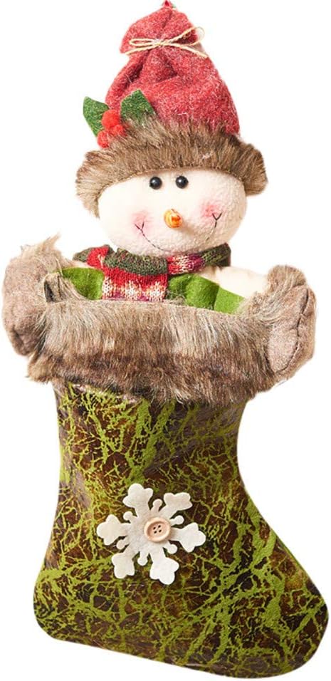 Colorzonesd Christmas Stocking Mini Sock Santa Claus Candy Gift Bag Xmas Tree Hanging Decor (B)