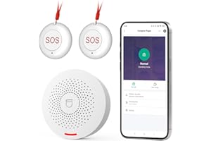 Hapippofa Caregiver Call Button Wireless Call Button for Elderly at Home,WiFi Panic Button,Life Alert Systems for Seniors No Monthly Fee (whiter2)
