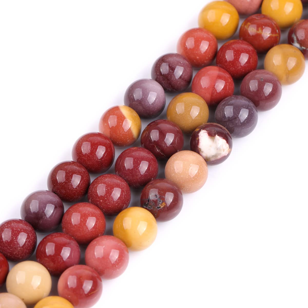 GEM-Inside Natural 10mm Mookaite Jasper Round Gemstone Semi Precious Loose Beads for Jewellery Making 15''