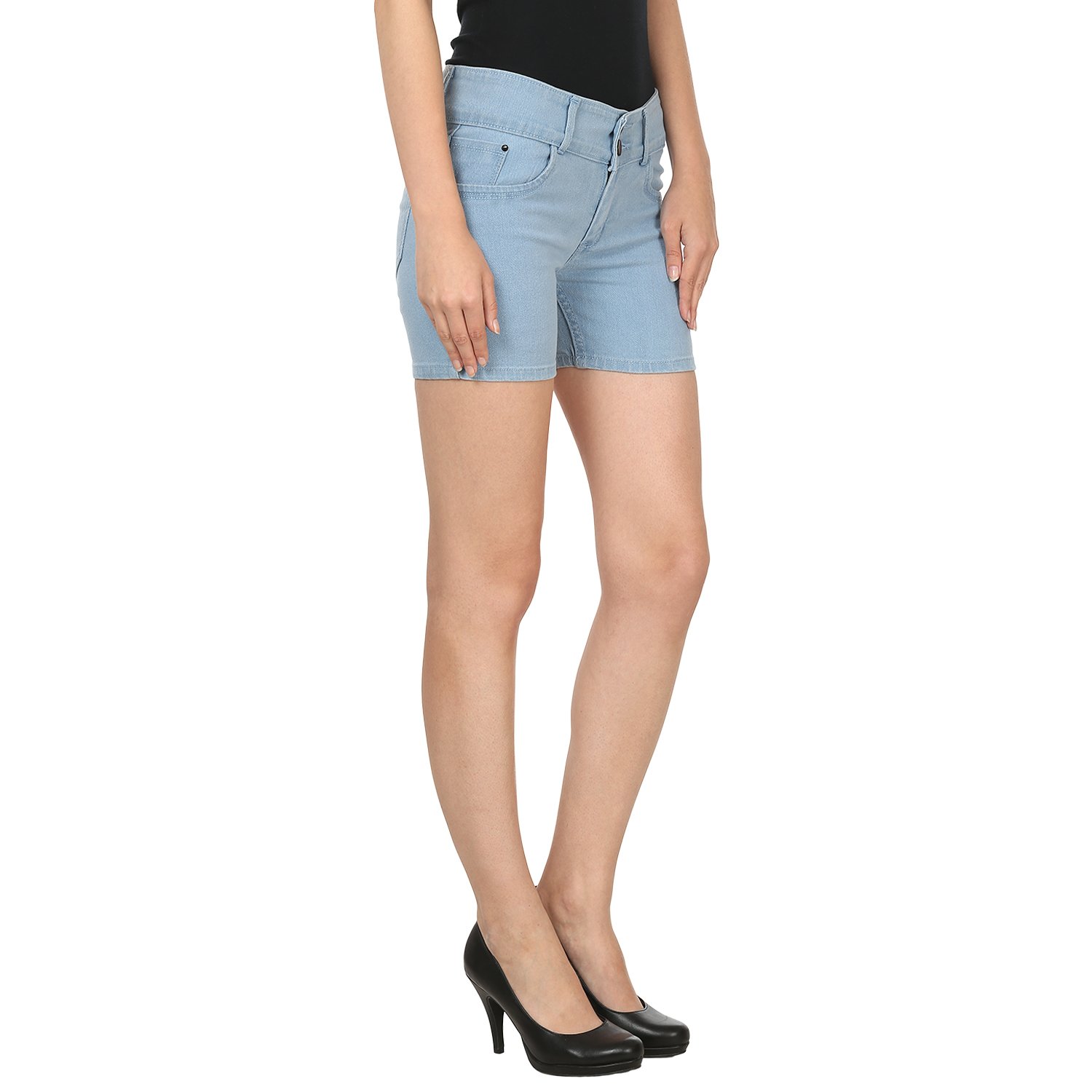 miss wow basic denim short for women (iceblu1084_iceblue)