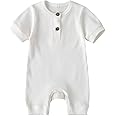 CIYCUIT Newborn Baby Boy Girl Romper Clothes Infant Solid Ribbed Onesie Bodysuit Jumpsuit Outfits
