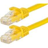 Monoprice Cat6 Ethernet Patch Cable - RJ45, Stranded, 550Mhz, UTP, Pure Bare Copper Wire, 24AWG, 0.5 Feet, Yellow - Flexboot Series