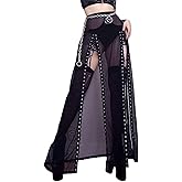 Inpunktoo Punk Double Slit Long Maxi Skirt Women Lace Emo Goth Floor Length