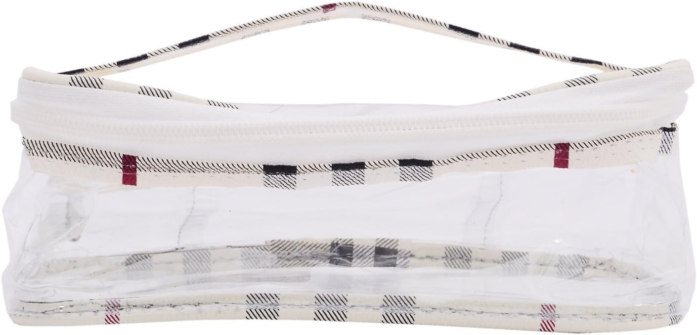 Must Visit Set of 3 Transparent Line Cosmetic Makeup Toiletry Jewellery Vanity Box Wardrobe Organiser/Regular Foldable Jewellery Pouch Vanity Bag Cover