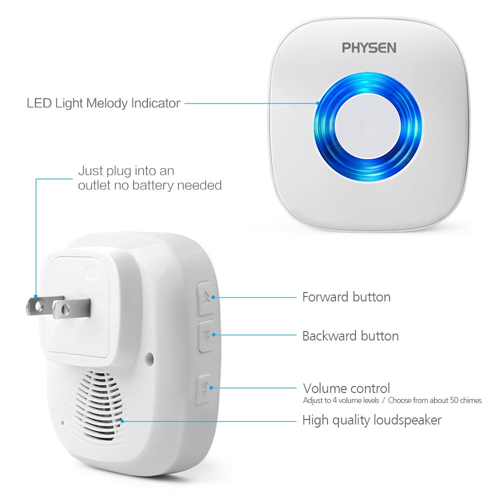 Tools Physen Model CW Waterproof Wireless Doorbell kit with 4 Push