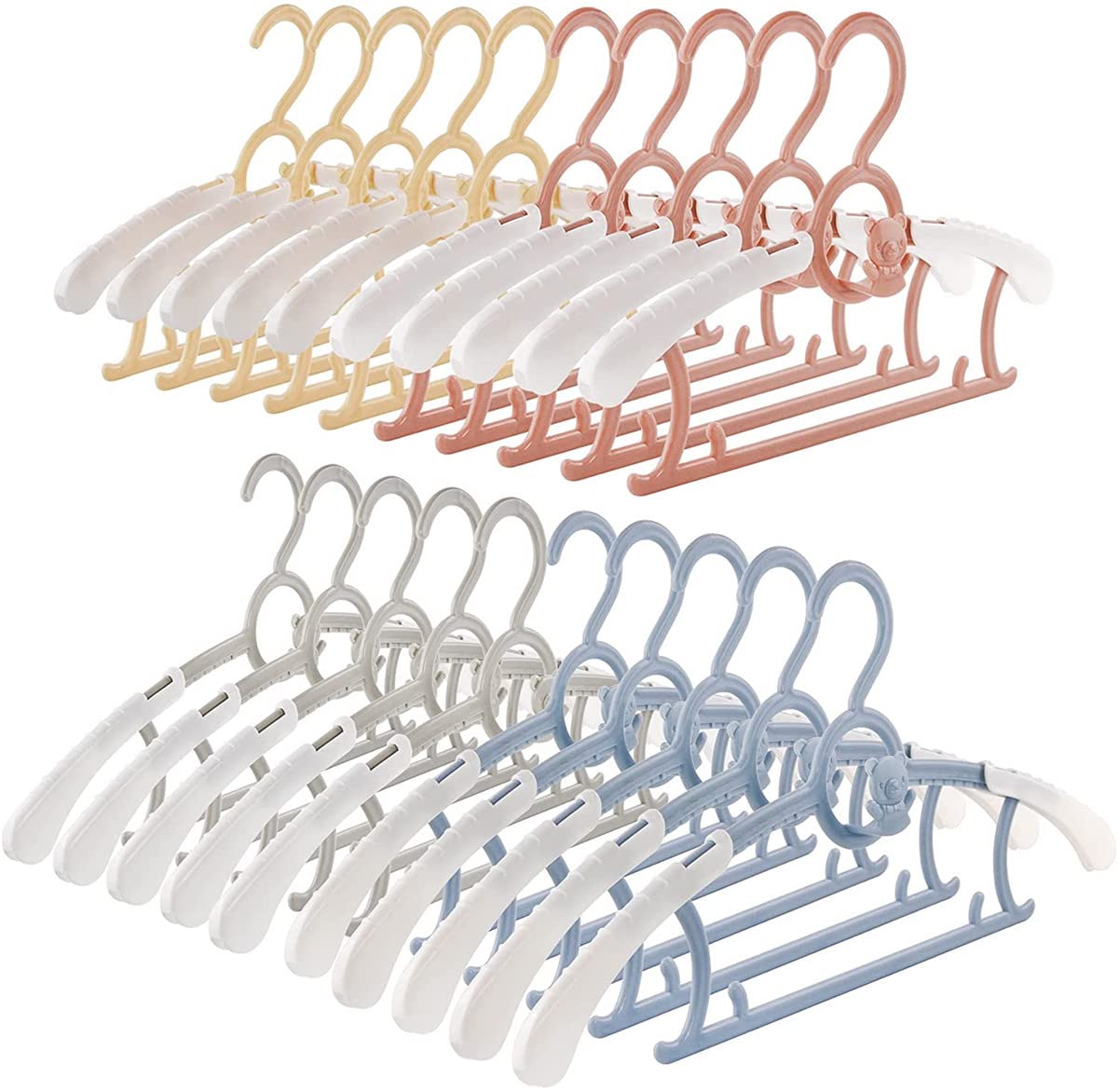 Spesh 20 Pcs Baby Clothes Hangers (28-36cm) Extendable Kids Nursery Coat Hangers Childrens Clothes-hangers for Babies,Toddlers and Teenagers(Mixed Colours)