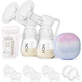 NCVI Double Electric Breast Pump, 4 Modes 9 Levels, Hospital-Grade Suction | Portable Breast Pump 8122, 280mmHg Suction, 17/19/21/24mm Flanges with USB C Rechargeable, for Travel &amp; Office