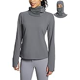 baleaf Thermal Long Sleeve Women Shirts Winter Clothes Cowl Neck Warm Fleece Base Layer Tops with Balaclava and Thumbholes