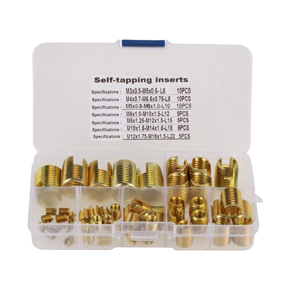 50Pcs Self-Tapping Screw Brass Tone Self-Tapping Thread Slotting Blade Combination Set Repair Thread Tool