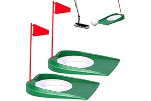 joaoxoko Portable Putting Cup Set w/Flags - Lightweight Golf Practice for Home Gym Rainy Day, 2 Pack Indoor Outdoor Trainer w/Slope Design, Gift for Dad Family Fun (Red 2pcs)