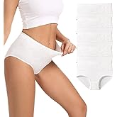 HAVVIS Women's Briefs Underwear Cotton High Waist Tummy Control Panties Rose Jacquard Ladies Panty Multipack