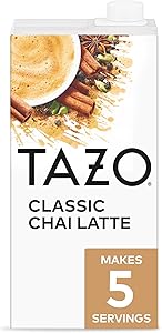 TAZO Classic Chai Latte, Black Tea Concentrate, Easy-to-Serve Caffeinated Chai Tea for Everyday Lattes, Mocktails and Hot or 