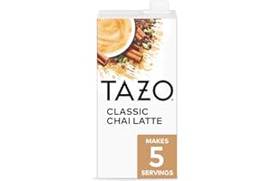 TAZO Classic Chai Latte, Black Tea Concentrate, Easy-to-Serve Caffeinated Chai Tea for Everyday Lattes, Mocktails and Hot or Iced, 32 oz Carton