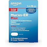 Amazon Basic Care Guaifenesin Maximum Strength Extended-Release Tablets 1200 mg, Expectorant for Chest Congestion Relief, 14 