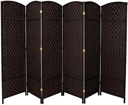 Folding Privacy Oriental Wood Japanese Style Room Divider Screen Panel Shoji Tall Diamond Weave Fiber Black