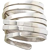 DOCCESTU Women's Stacked Ring Sterling Silver Multi Row Wrapped Ring Handmade Wrapped Ring Overlap Interlaced Wrapped Ring Personalized Wire Wrapped Band Size 9