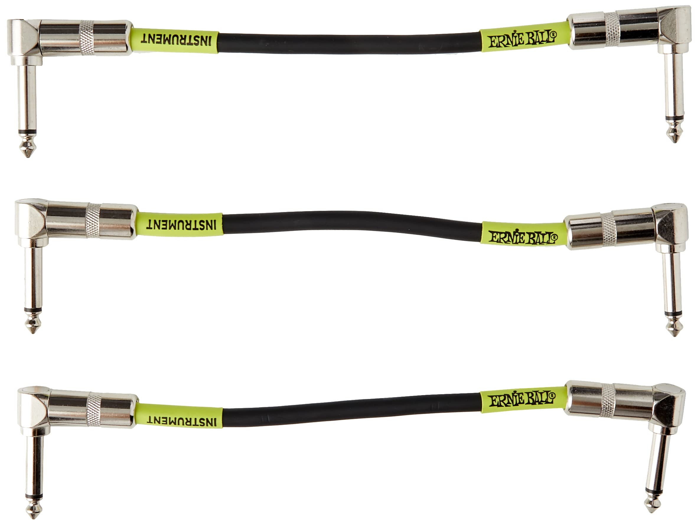 Ernie Ball 6 inch Angle / Angle Patch Cable 3-Pack - Black