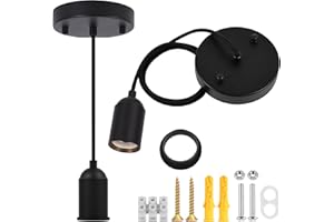 Hovnuyee Hanging Pendant Light Fixture Kit with Ceramic E26 Socket & Adjustable Fabric Cord, Vintage Industrial Mini Ceiling 