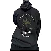 SOLY HUX Hoodies for Men Graphic Letter Print Oversized Sweatshirt Drop Shoulder Long Sleeve Pullover Tops