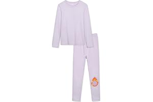 VZV Girls Thermal Underwear Set Thermal Underwear for Kids Fleece Lined Long Johns Kids Base Layer Top and Bottom for Winter