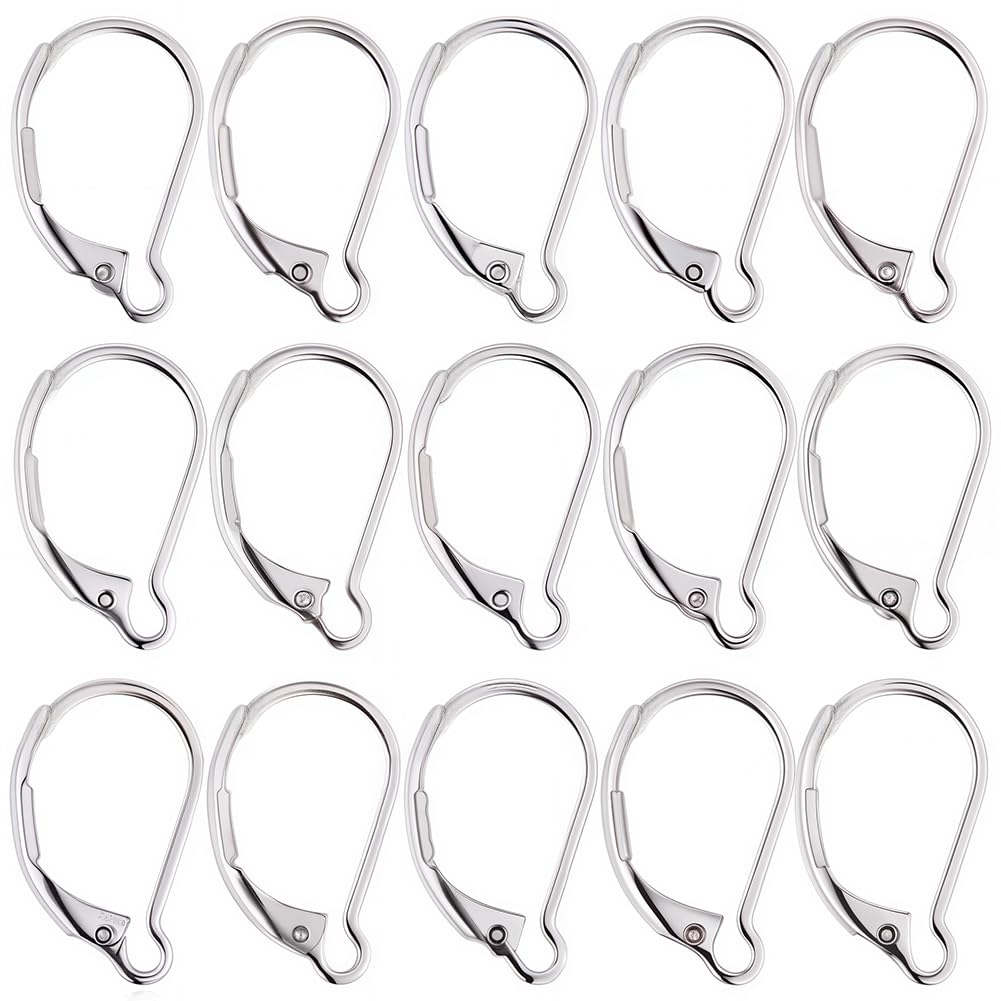 SUNNYCLUE 1 Box 100Pcs Stainless Steel Earring Hooks Leverback Earring Findings Lever Back Earring Hook French Ear Wire Hypoallergenic Earring Clasp Leverbacks for jewellery Making DIY Dangle Earrings