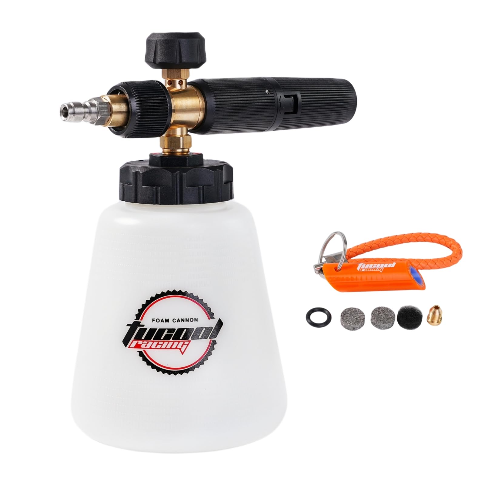 Tucool Racing Adjustable Snow Foam Lance Thick Foam for Pressure Washer with 1/4'' Quick Connector Foam Cannon for Karcher K1700 K1800 K1900 (1/4" Quick Connect White)