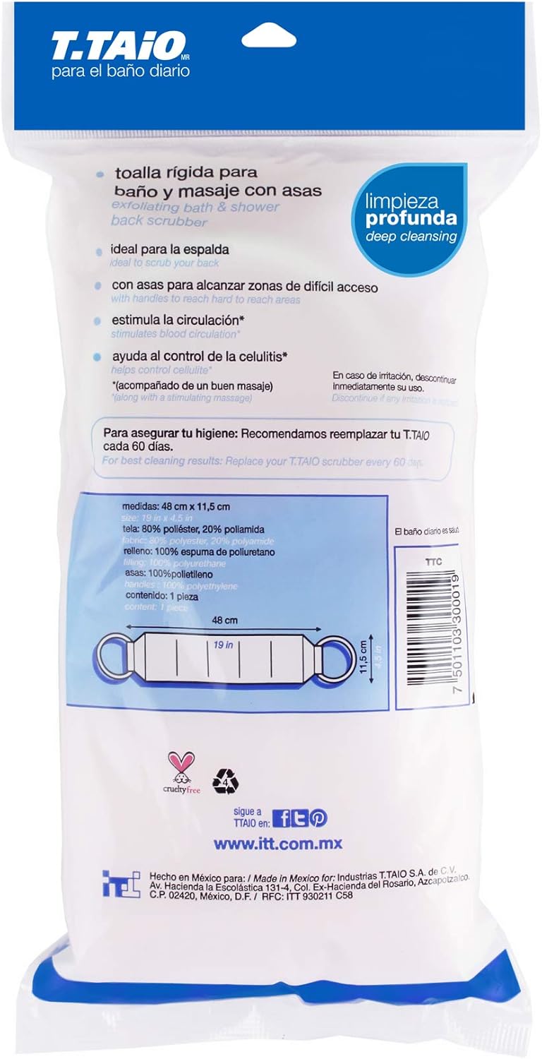 T Taio Banda Exfoliante Para Bano Con Asas 4 Cuentas Amazon Com Mx Salud Y Cuidado Personal