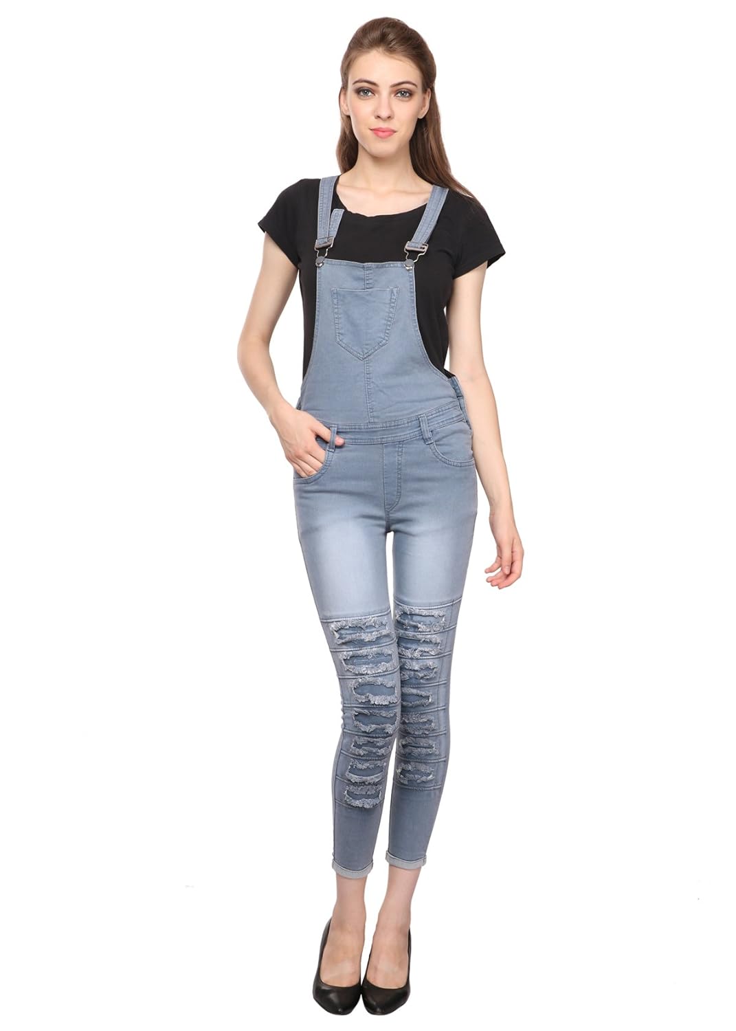 manash fashion women denim dungaree grey