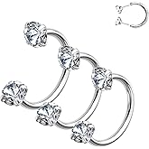 ALACLO 3Pcs 20g Horseshoe Nose Rings for Women, 316L Stainless Steel Threadless Lip Septum Rings Labret Eyebrow Daith Helix Tragus Cartilage Earrings Piercing Jewelry 7mm/8mm/9mm