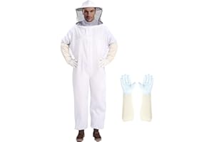BEEKINGDOM Prorofessional Bee Suit for Men & Women Sting Proof, Round Veil Beekeeping Suits with Glove, Vented Beekeeper Suit for Backyard, Adult Bee Suits for Apiarist Work(XXL fit 5'11''-6'3'')