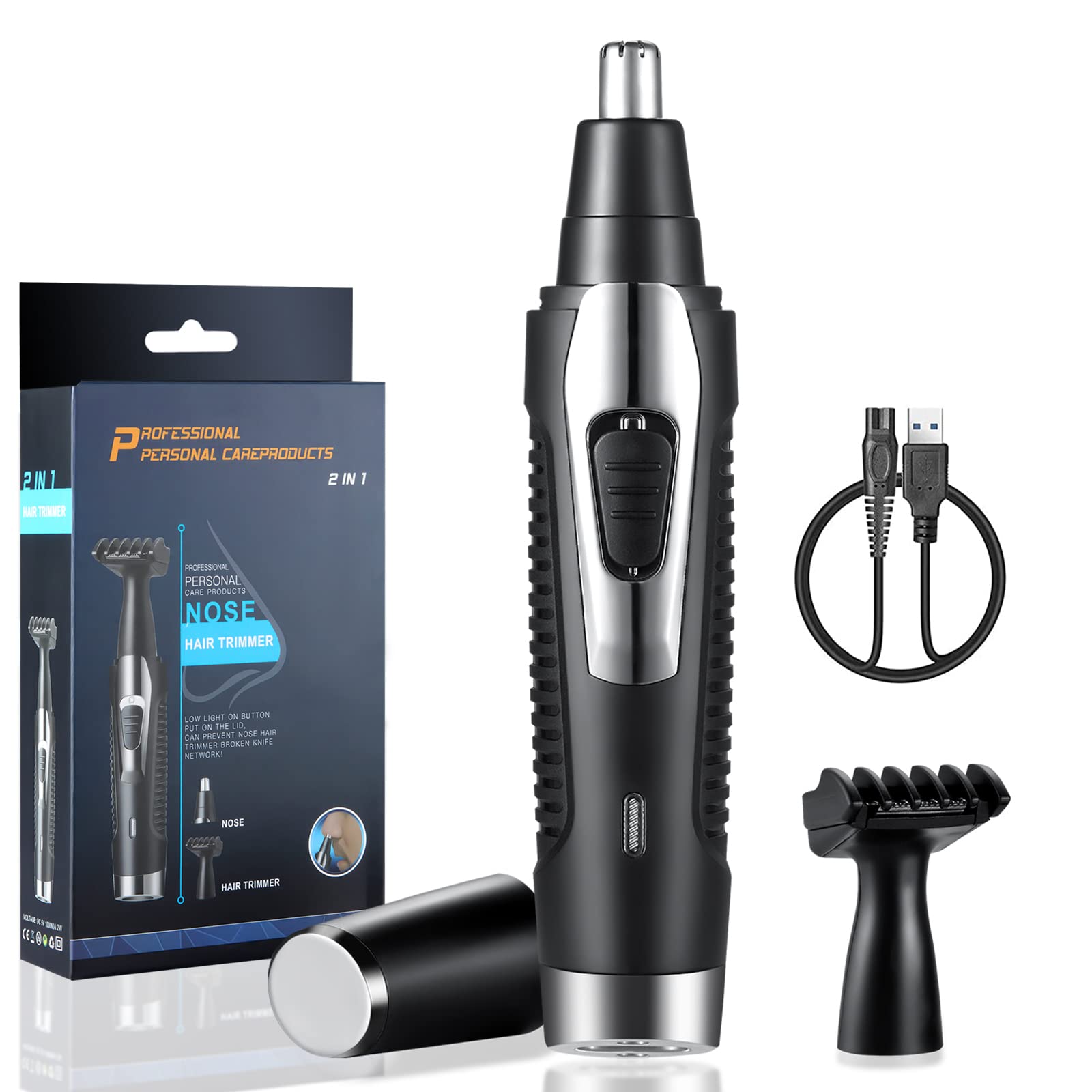 Mayeecare Men's Nose Hair Trimmer / Beard Trimmer, 2 in 1 Nose/Ear Hair Trimmer & Beard Trimmer for Men, USB Rechargeable Ear and Nose Hair Trimmer, Eyebrow and Facial Hair Trimmer for Men and Women